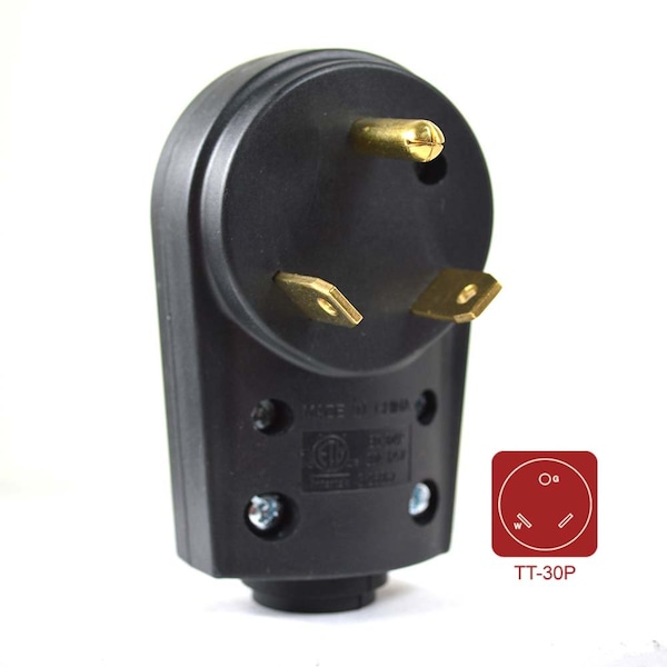 30 AMP RV Plug NEMA TT-30P With Handle - ETL Approved